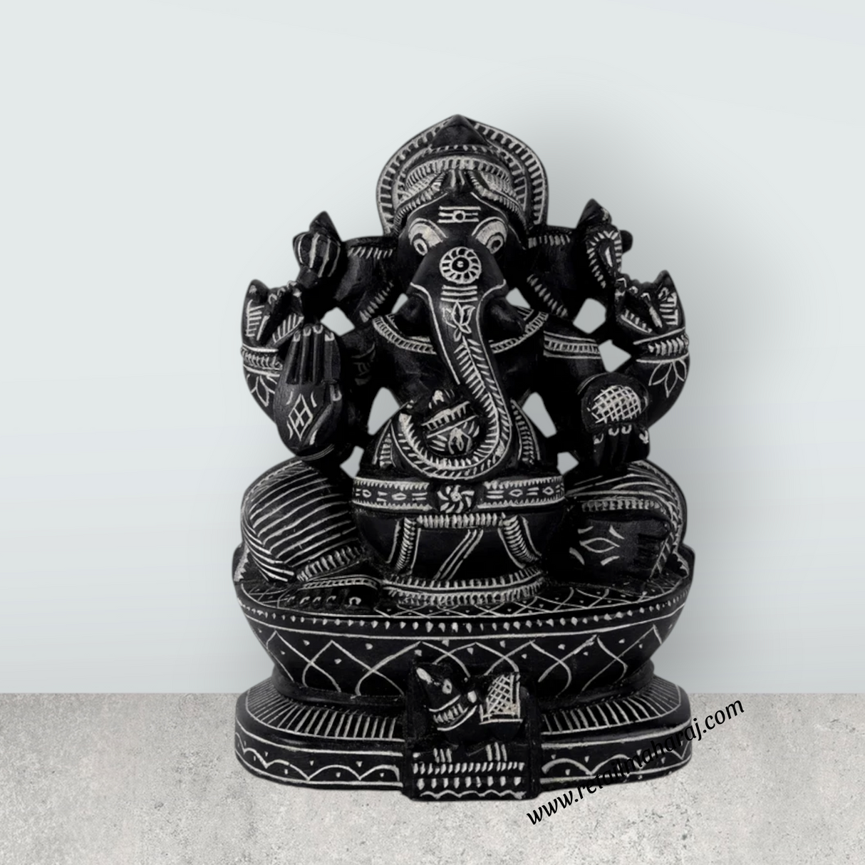 Ganesha Murti - 8 x 6 Inches | Soft Stone Vinayakar Idol / Ganapathi Sculpture For Home Decor - Retail Maharaj