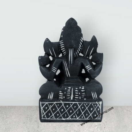 Ganesh Murti - 4.5 x 2.75 Inches | Soft Stone Ganpati Murti/ Sitting Vinayaka Statue for Pooja - Retail Maharaj
