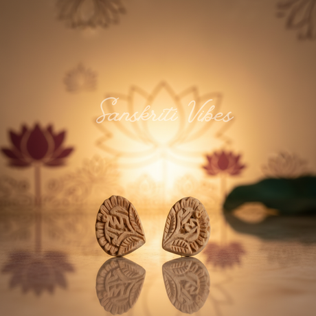 Radha Shaped Tulsi Earrings – Sacred Tulsi Wood Studs for Shri Radha Devotees - Retail Maharaj