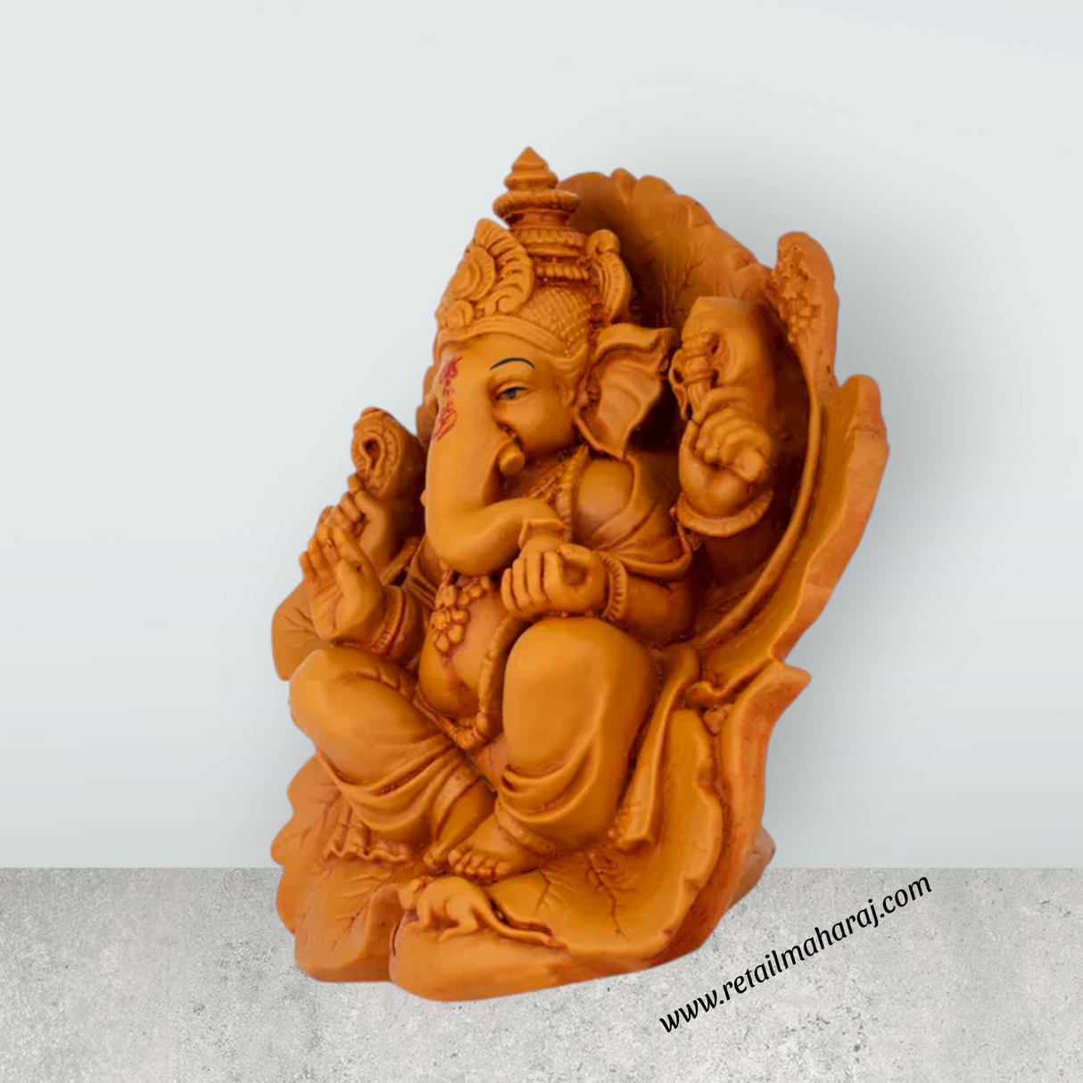 Ganesh Statue - 7 x 4 Inches | Wooden Polish Statue/ Vinayaka Idol / Ganesh Idol for Pooja - Retail Maharaj