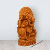 Ganesh Statue - 13 x 6.4 Inches | Wooden Polish Lord Ganesha Playing Flute Idol / Ganesh Idol for Pooja - Retail Maharaj