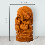 Ganesh Statue - 13 x 6.4 Inches | Wooden Polish Lord Ganesha Playing Flute Idol / Ganesh Idol for Pooja - Retail Maharaj