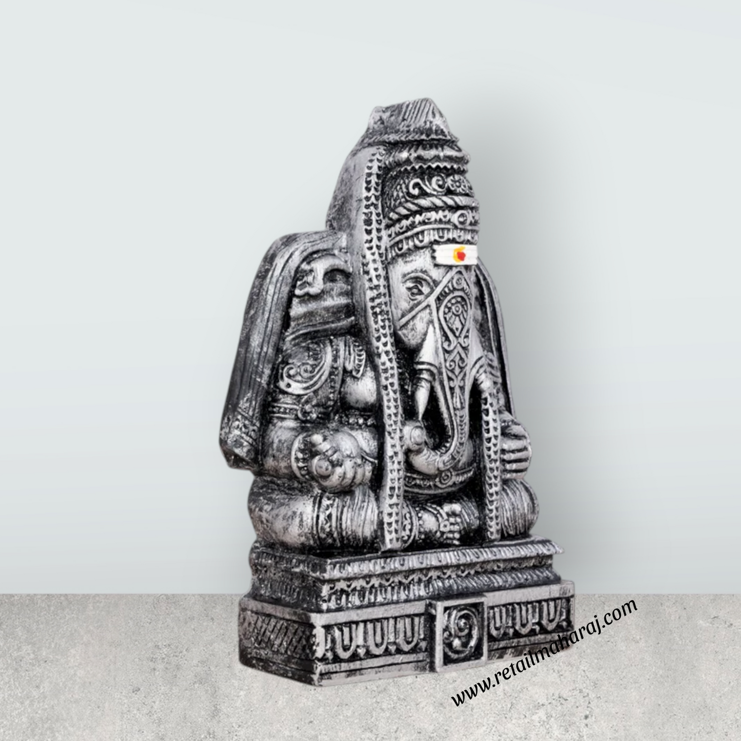Pillayarpatti Ganesh Murti - 6 x 4 Inches | Resin Statue/ Stone Polish Ganpati Murti for Pooja - Retail Maharaj