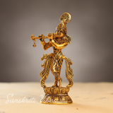 Lord Krishna Metal Statue – Decorative Showpiece for Home Temple & Pooja by Sanskriti Vibes | Glossy Finish