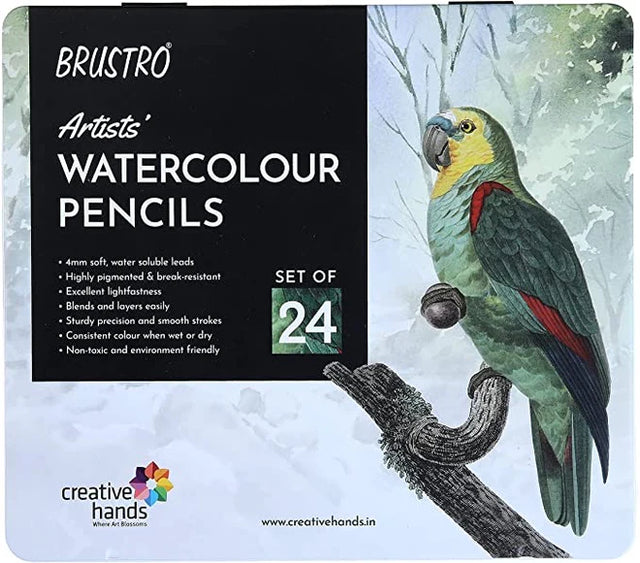 Brustro Watercolor Pencils Set of 24 for Drawing Sketching and Art Blending - Retail Maharaj