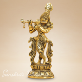 Lord Krishna Metal Statue – Decorative Showpiece for Home Temple & Pooja by Sanskriti Vibes | Glossy Finish