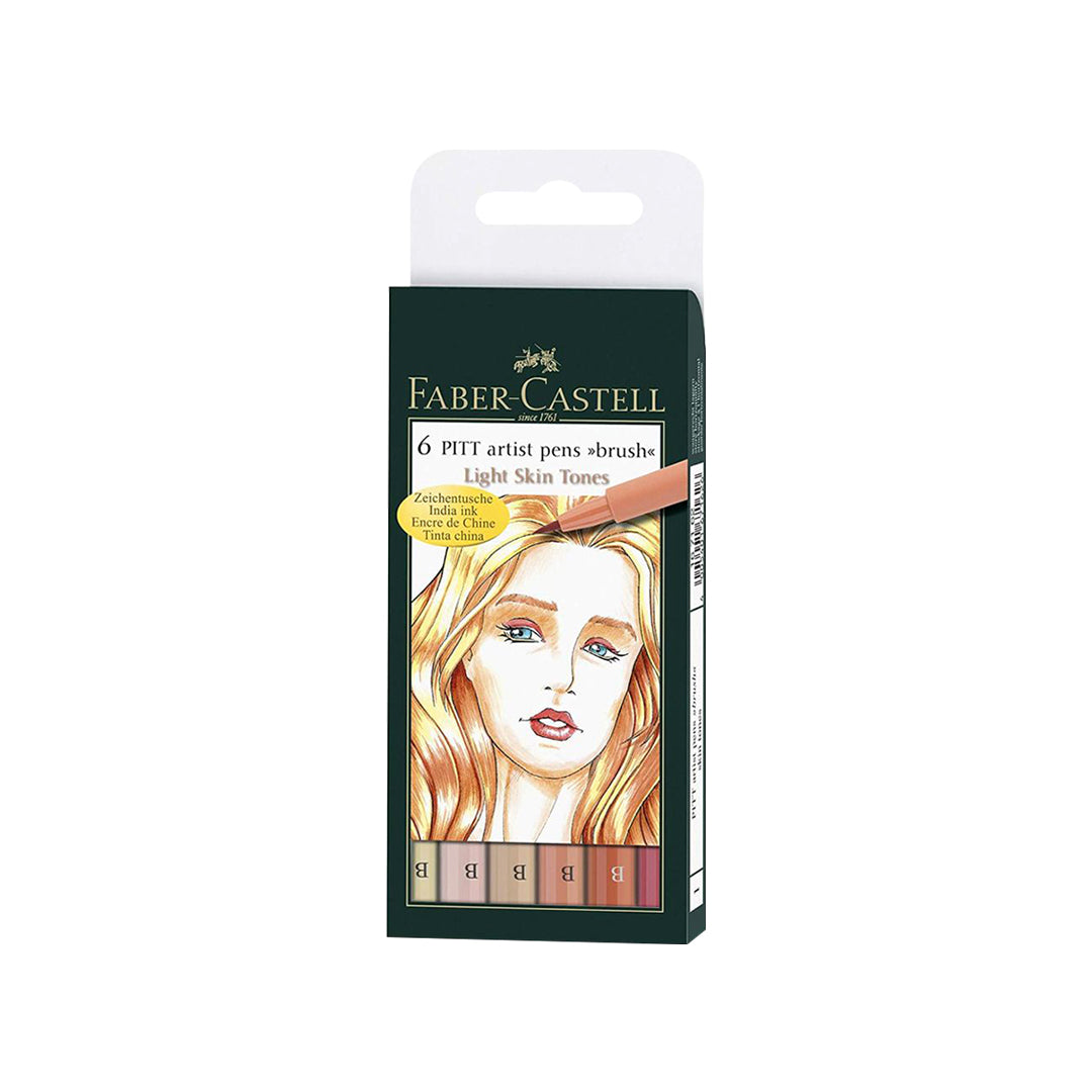 Faber-Castell PITT Artist Brush Pens 6 Pack Terra Basic Pastel Soft and Light Skin Tones - Retail Maharaj