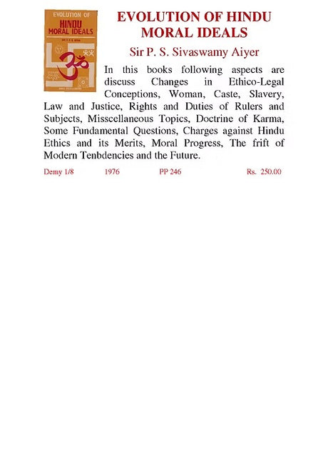 EVOLUTION OF HINDU MORAL IDEALS - Retail Maharaj