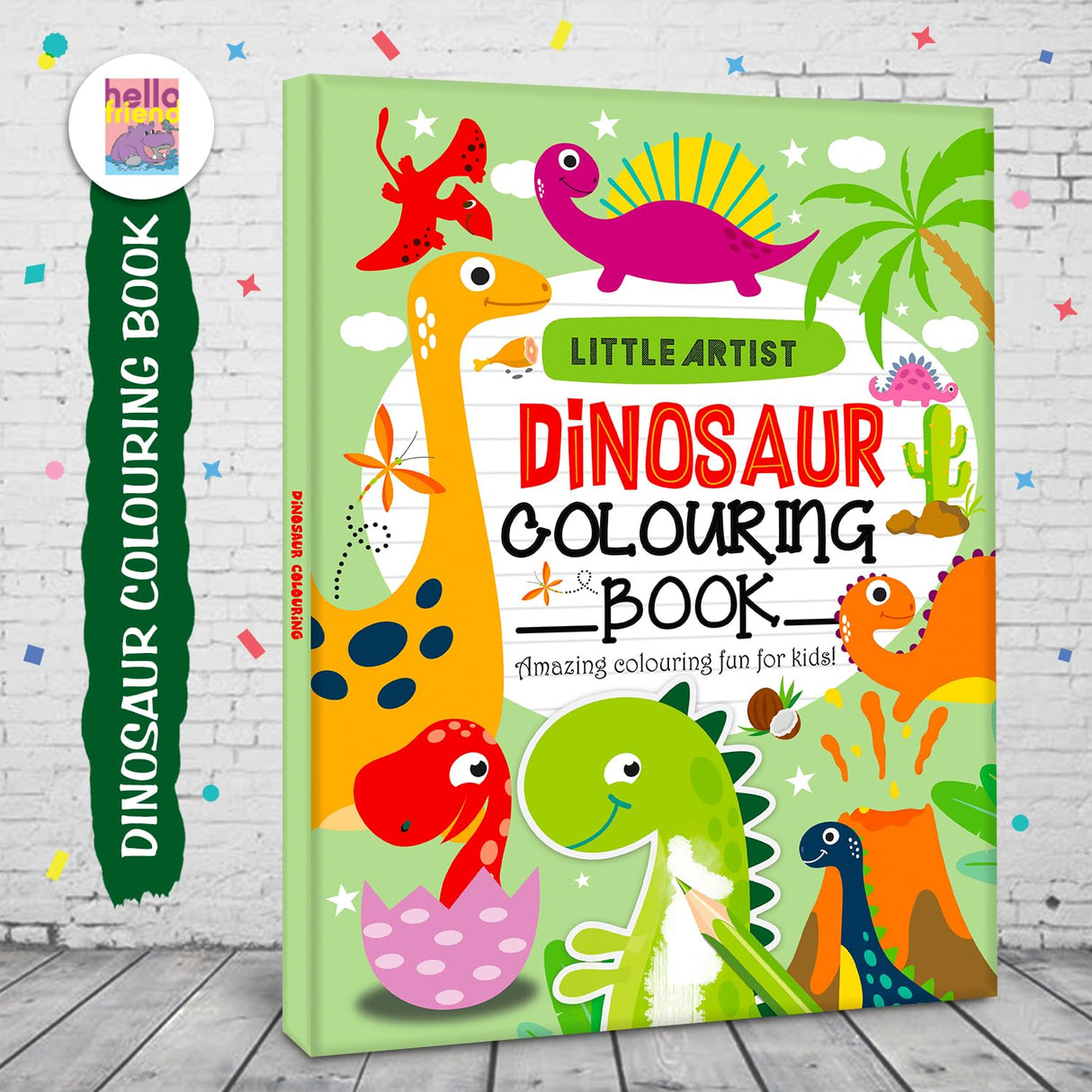 Hello Friend Books Little Artist Dinosaur Colouring Book: Jumbo Copy Colouring - Practice Drawing, Painting and Colouring with Reference for Kids - Retail Maharaj