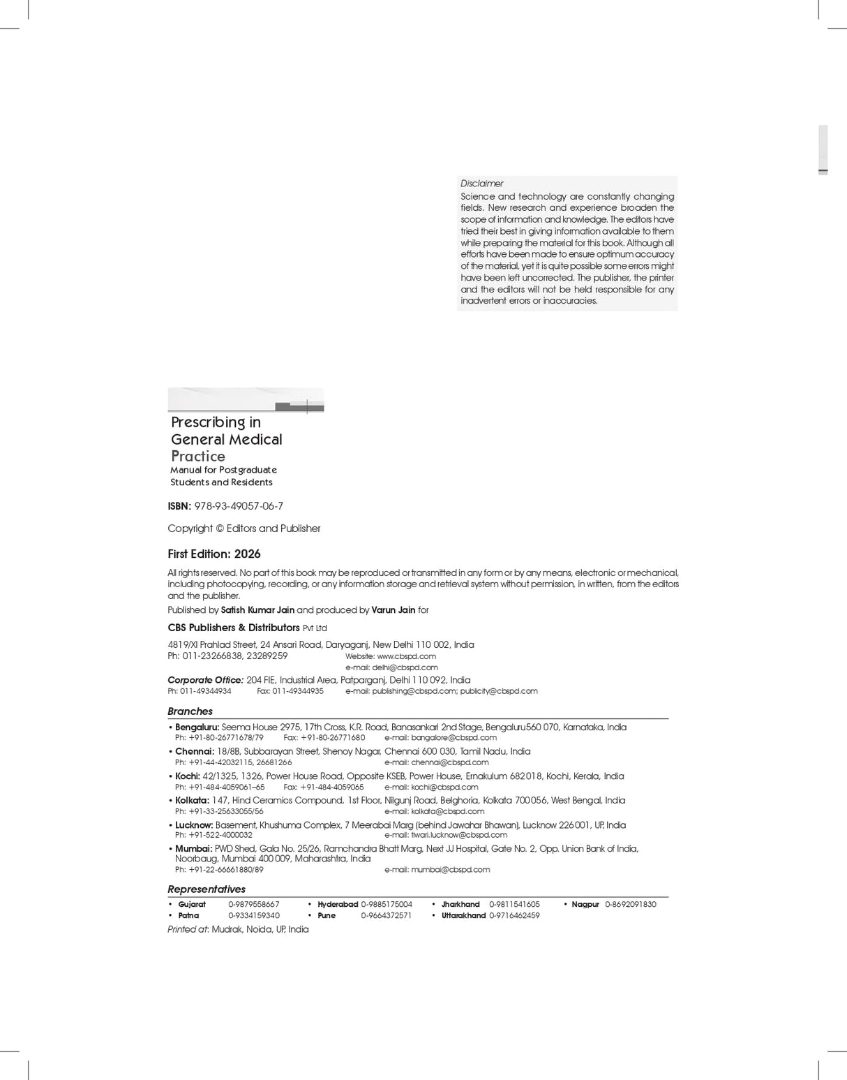 Prescribing in General Medical Practice | Manual for Postgraduate Students and Residents