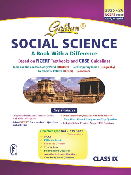 Golden Social Science Study Material Based on NCERT for Class-9 | For CBSE 2026 Board Exams | Objective Type Question | Solved NCERT Exercises | Previous Board Paper Solved | Assertion & Case Based - Retail Maharaj