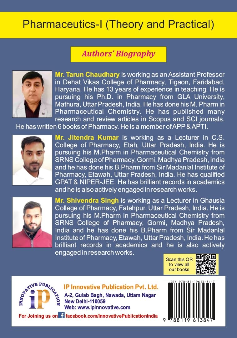 Pharmaceutics-I (Theory and Practical) As Per Latest PCI Regulation For B.Pharm 1st Semester Students