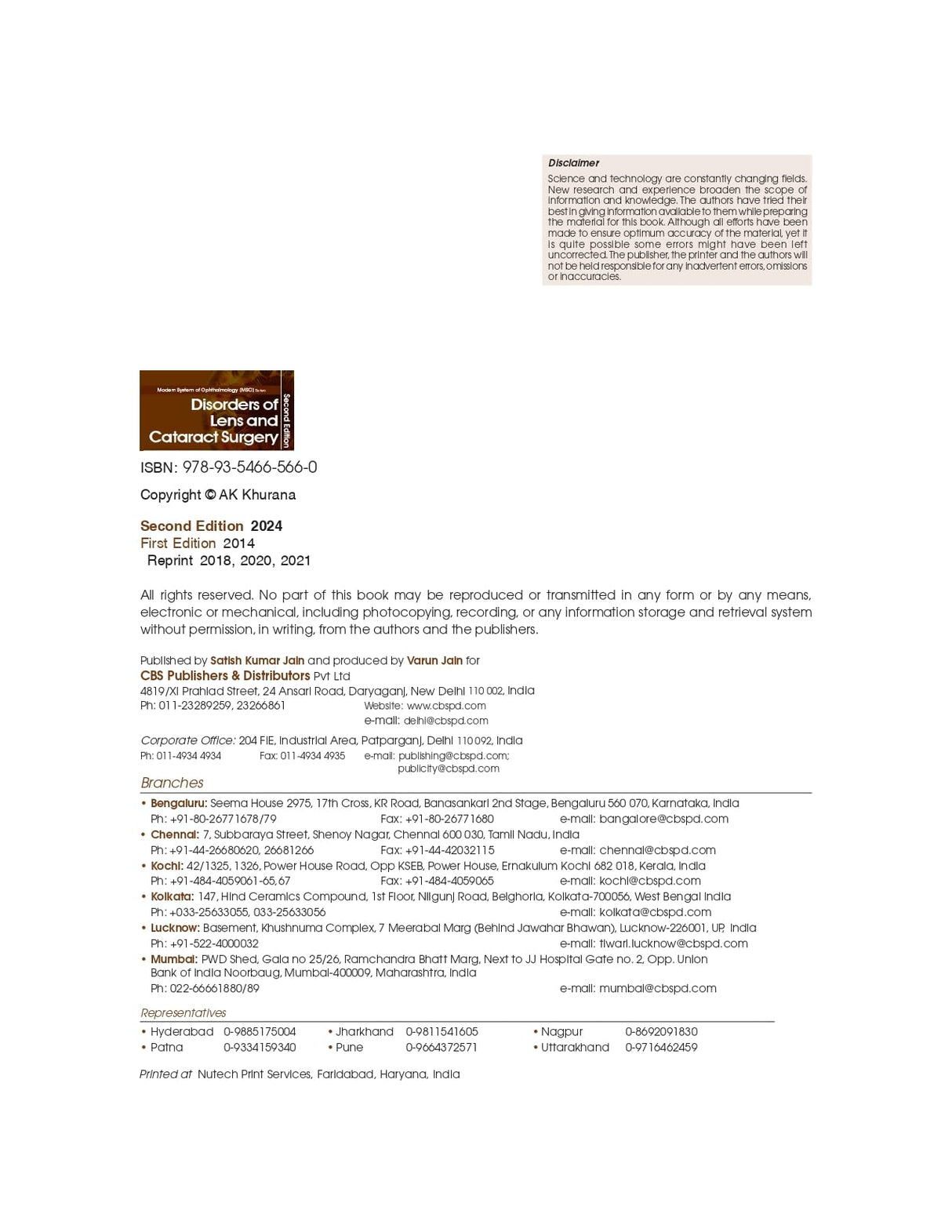 Disorders Of Lens And Cataract Surgery 2Ed (Hb 2024) Mso Series