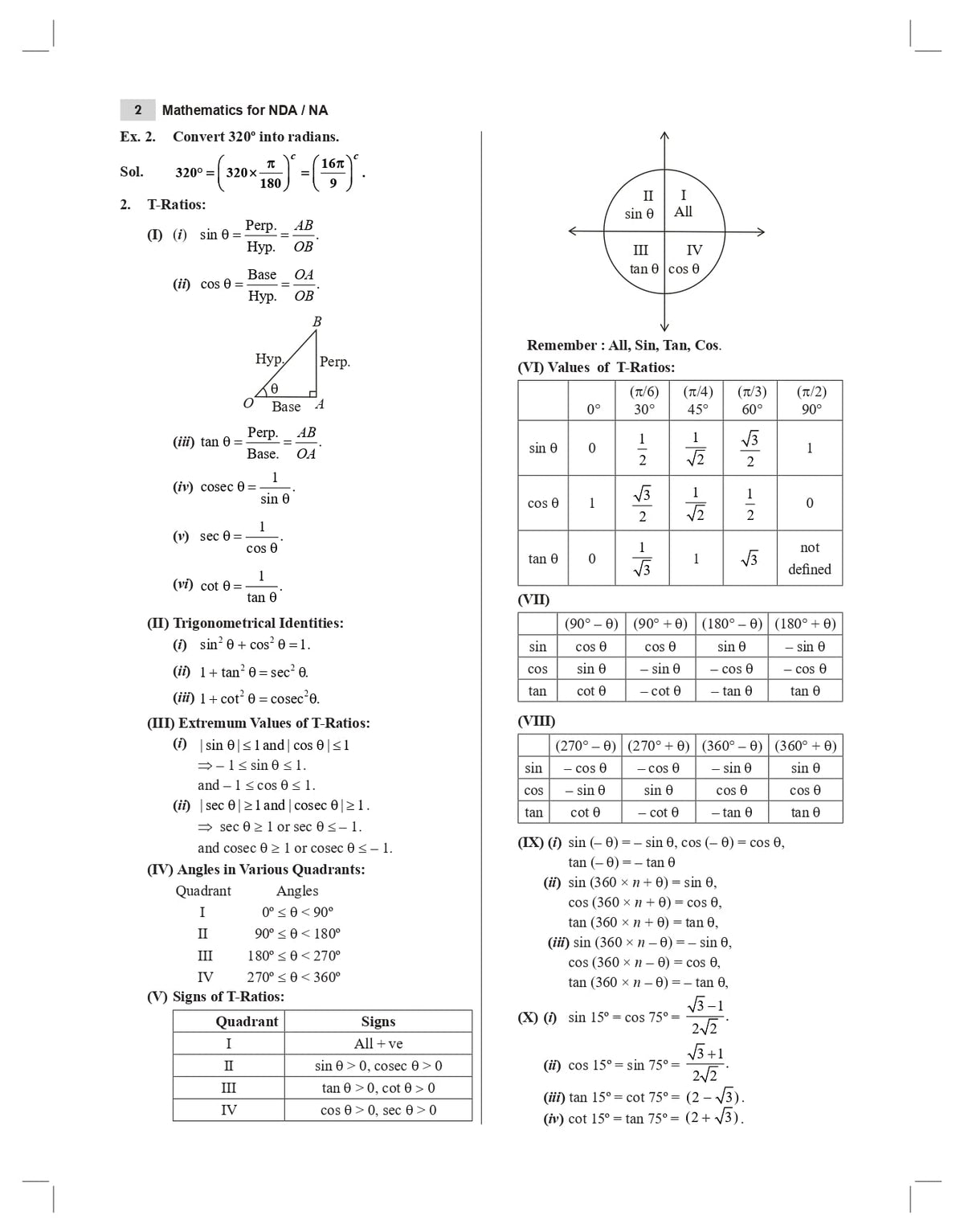 Mathematics for NDA NA (National Defence Academy & Naval Academy) Entr