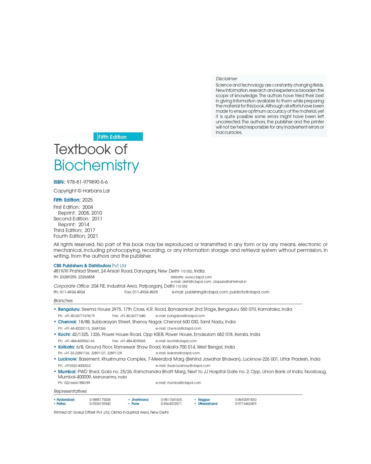 Textbook of Biochemistry 5/e