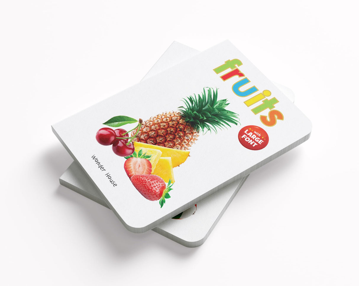 Fruits – Early Learning Board Book with Large Font: Brightly Illustrated Fruit Recognition Book for Kids | Big Board Books Series for Babies, Toddlers & Preschoolers | Learn About Apples, Bananas, Mangoes & More with Bold Text & Clear Pictures | Ages 0–5 - Retail Maharaj