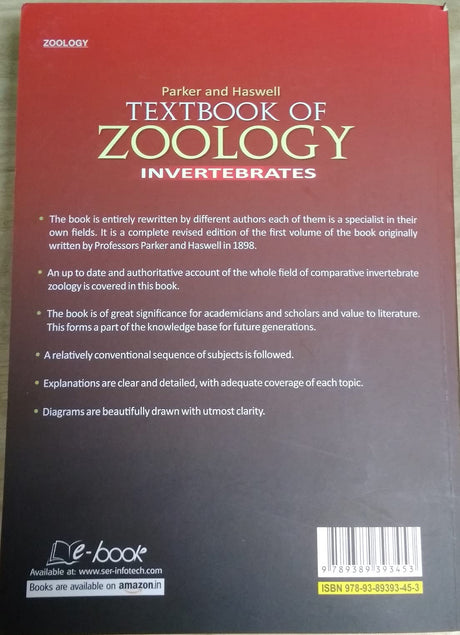 PARKER AND HASWELL TEXTBOOK OF ZOOLOGY VERTIBRATES & INVERTIBRATES VOL 1, 8TH EDITION - Retail Maharaj