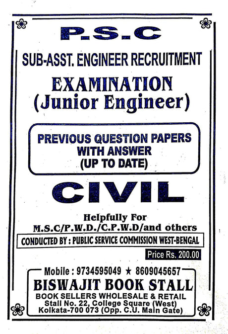 West Bengal Sub Assistant Engineer Recruitment (Junior Engineer CIVIL) Previous Years Questions with Answers (English Version) - Retail Maharaj