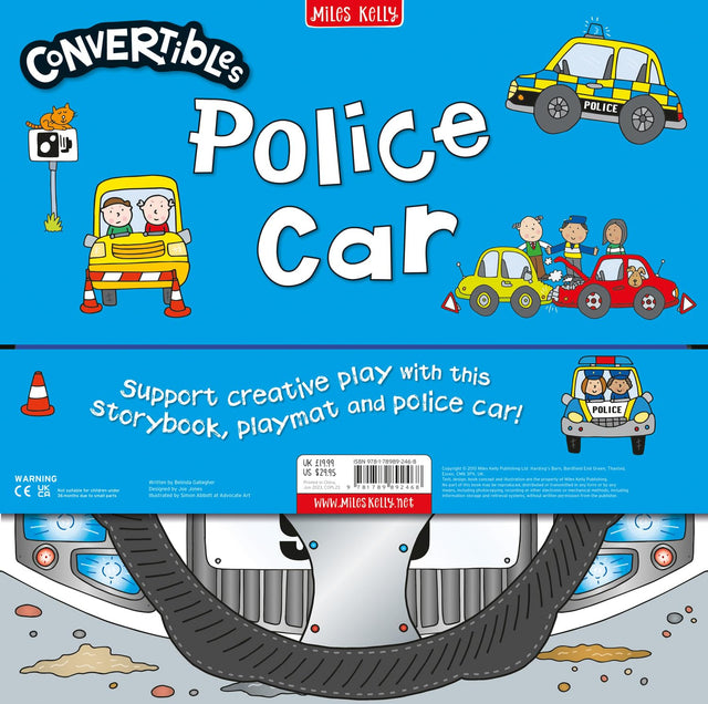 Convertible Police Car: Three toddler-friendly activities in one fold-out pack: a sit-in vehicle, interactive playmat and engaging story! - Retail Maharaj