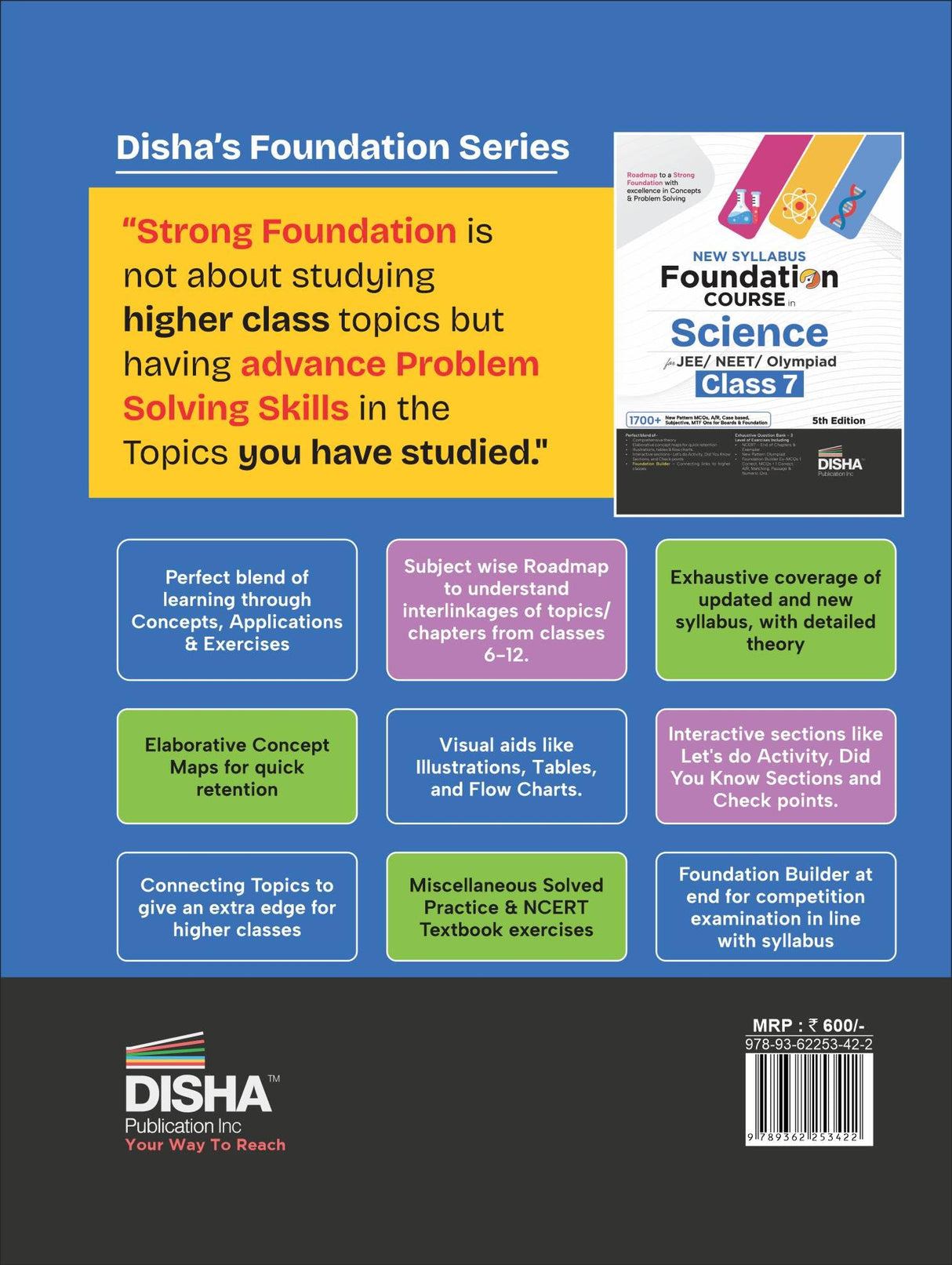 Disha New Syllabus Foundation Course in Science Class 7 for JEE/ NEET/ Olympiad Exams 5th Edition | New NCERT Concepts | Advance Problem Solving Skills for Class 7