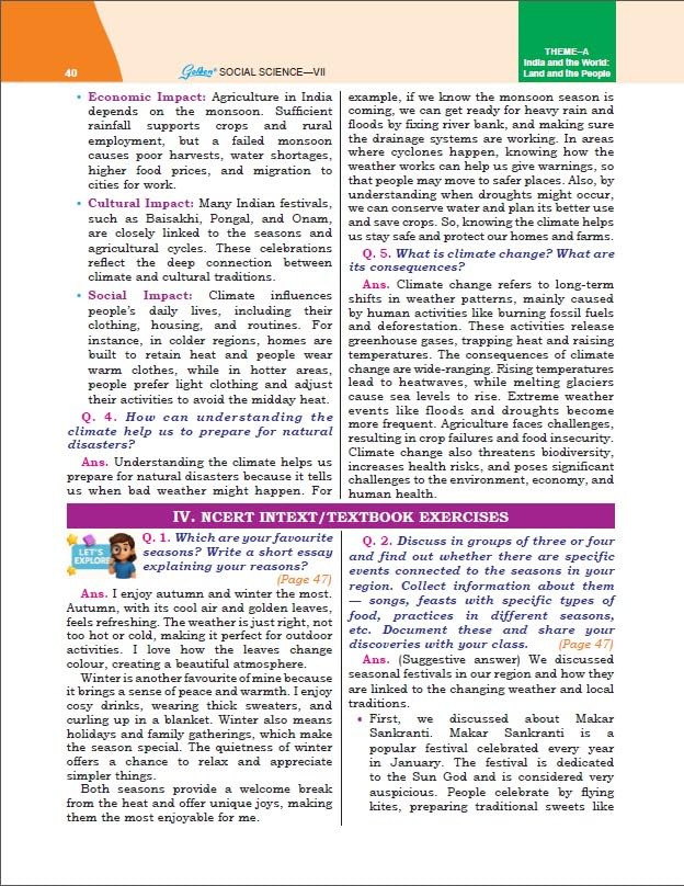 Golden Social Science Study Material Based on NEW NCERT EXPLORING SOCIETY: INDIA AND BEYOND Class-7 | CBSE 2026 Exams | NCERT Textual Question | Sample Q. Papers | Objective Type Question | MCQs