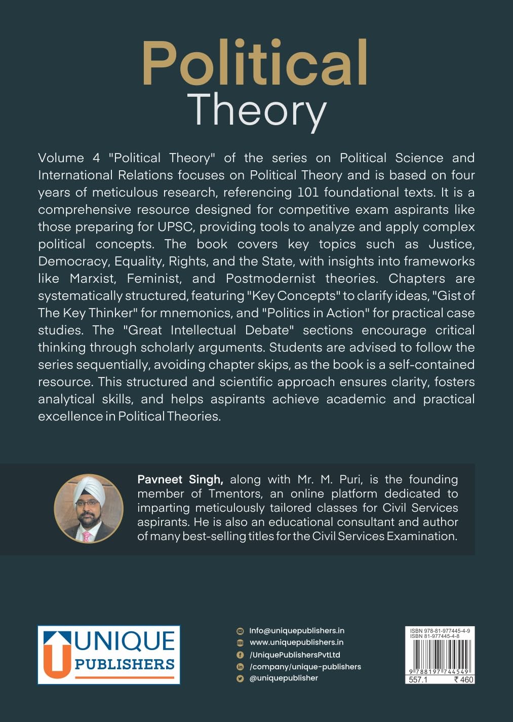 Political Theory Self-Instruction Manual for UPSC-CSE Main, Volume IV by Pavneet Singh