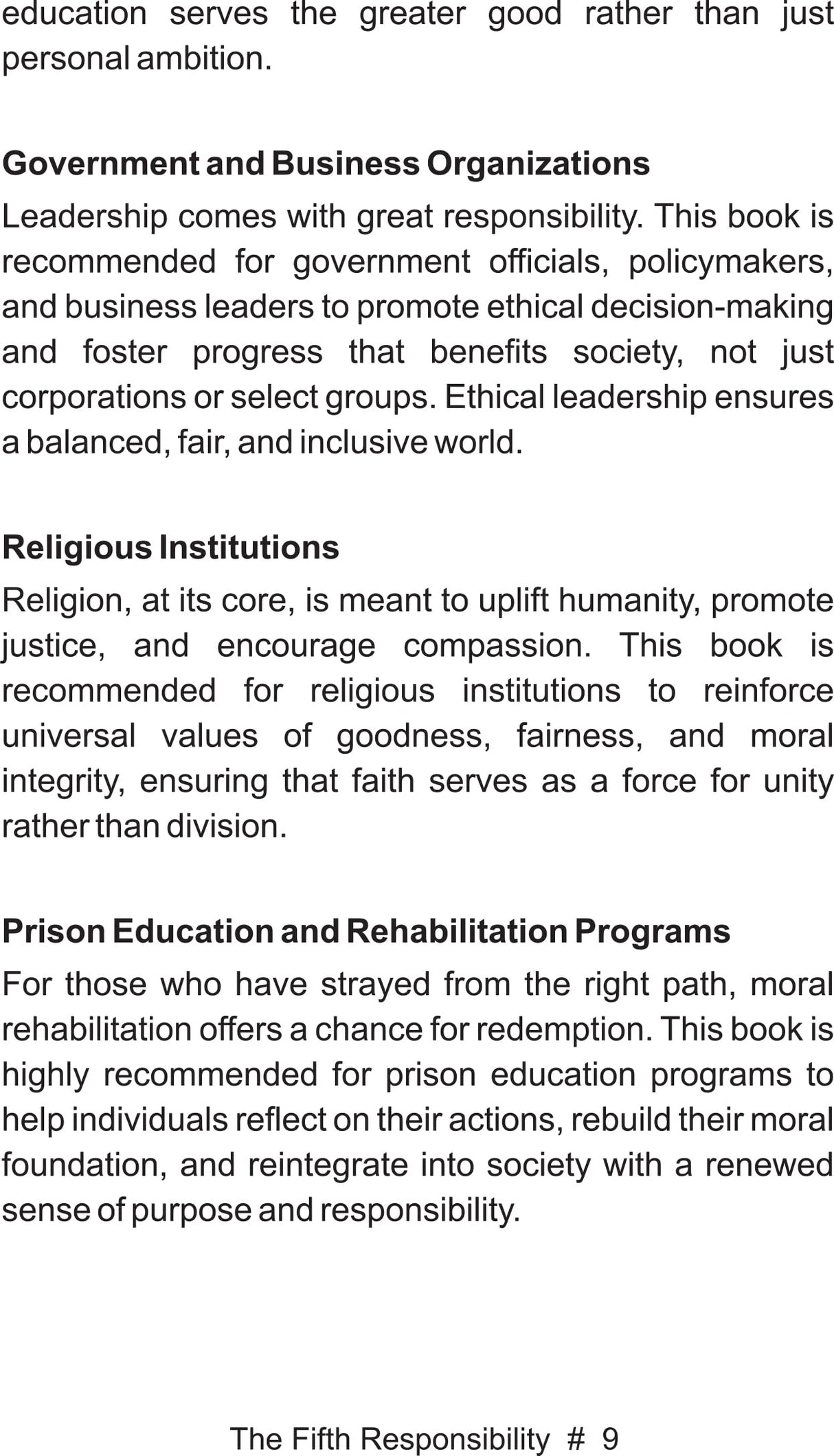 The Fifth Responsibility A Vision for Global Peace & Prosperity