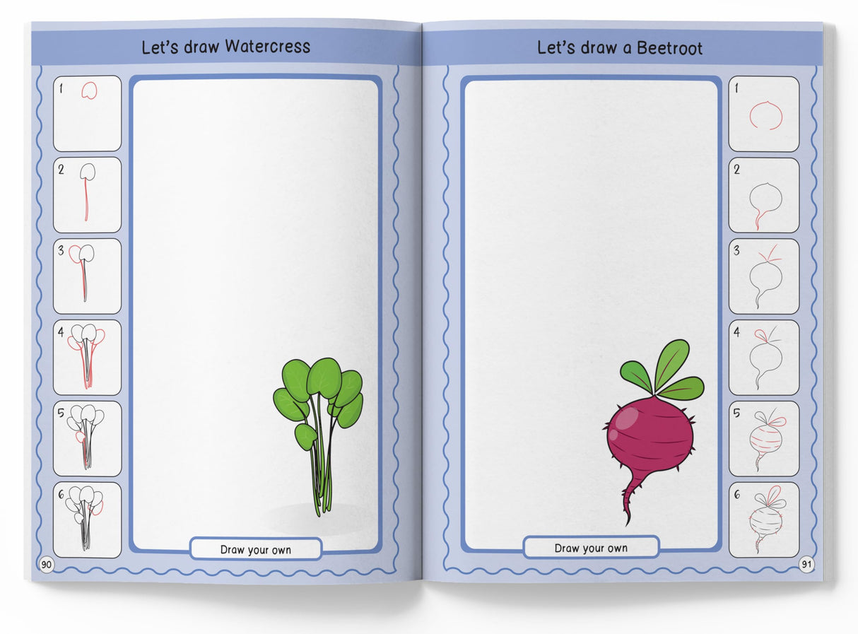 How to Draw: 101 Fruits and Vegetables | Step-by-Step Drawing Activity Book for Kids | Ages 5+ | Boost Creativity & Fine Motor Skills Through Art - Retail Maharaj