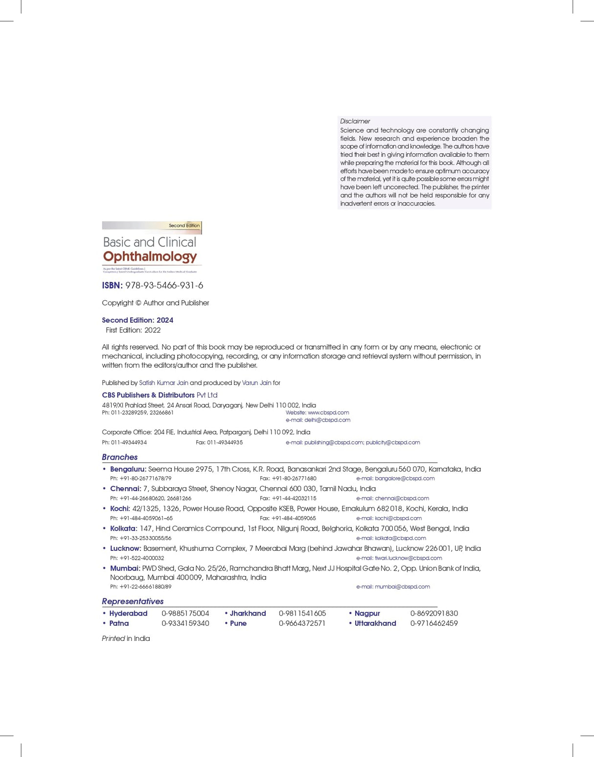 Basic And Clinical Ophthalmology 2Ed (Pb 2024)