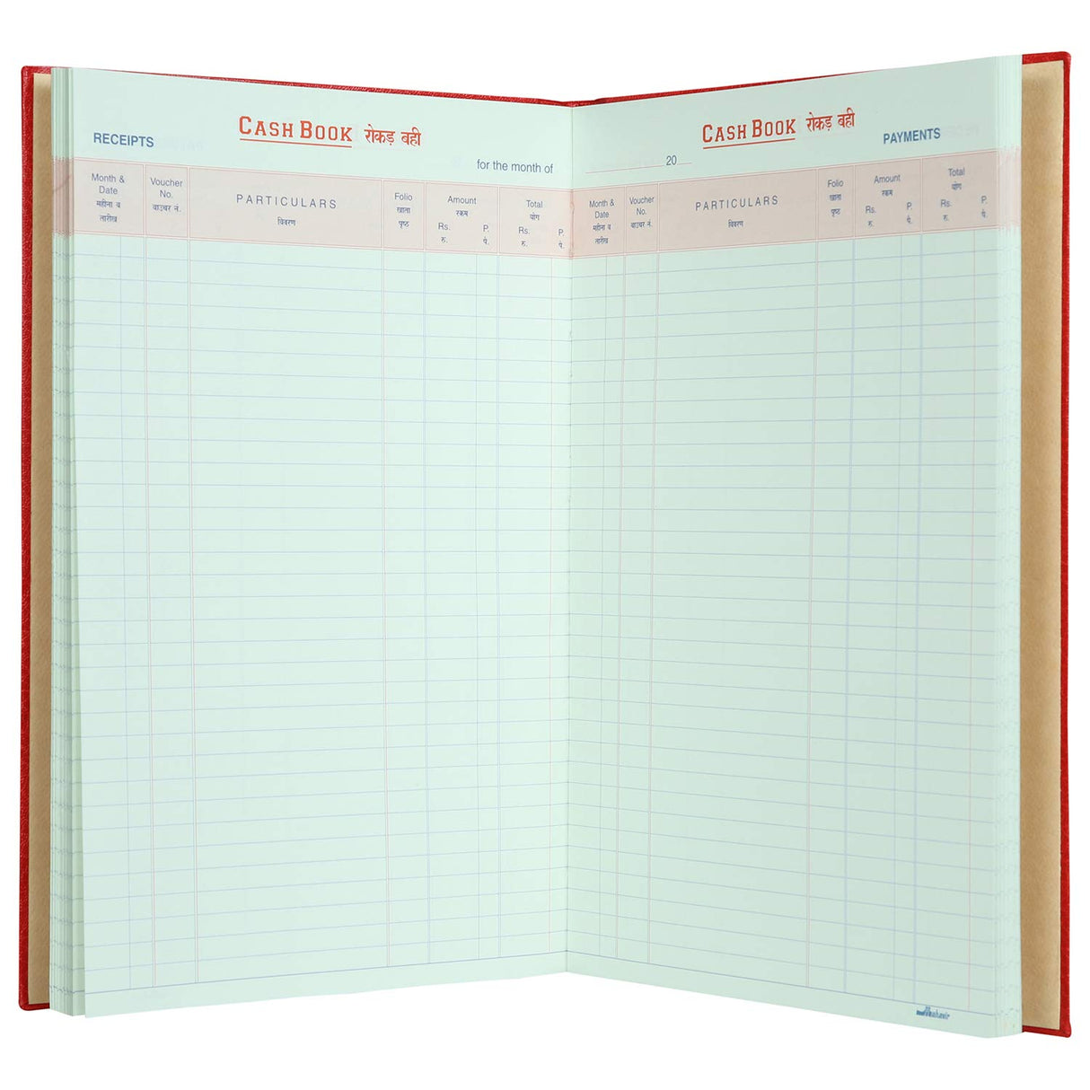 Cash Book - Fullscape Size - Double Column Register - No.2 (136 Pages) - (Red)