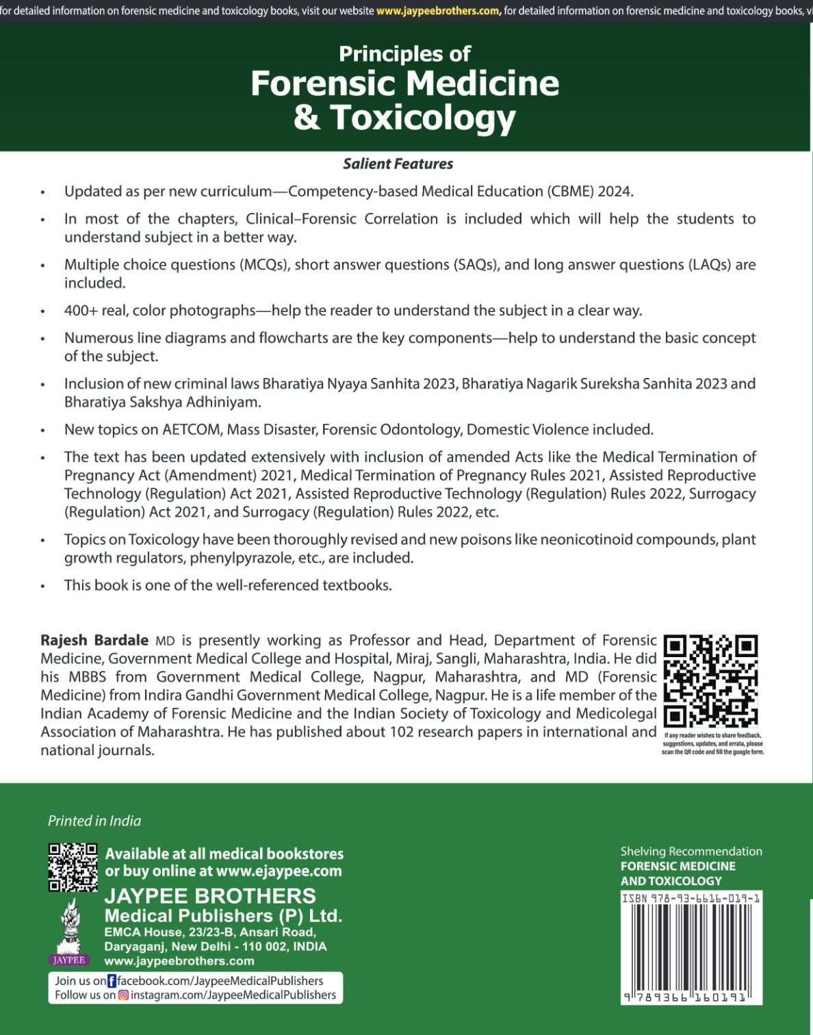 PRINCIPLES OF FORENSIC MEDICINE & TOXICOLOGY