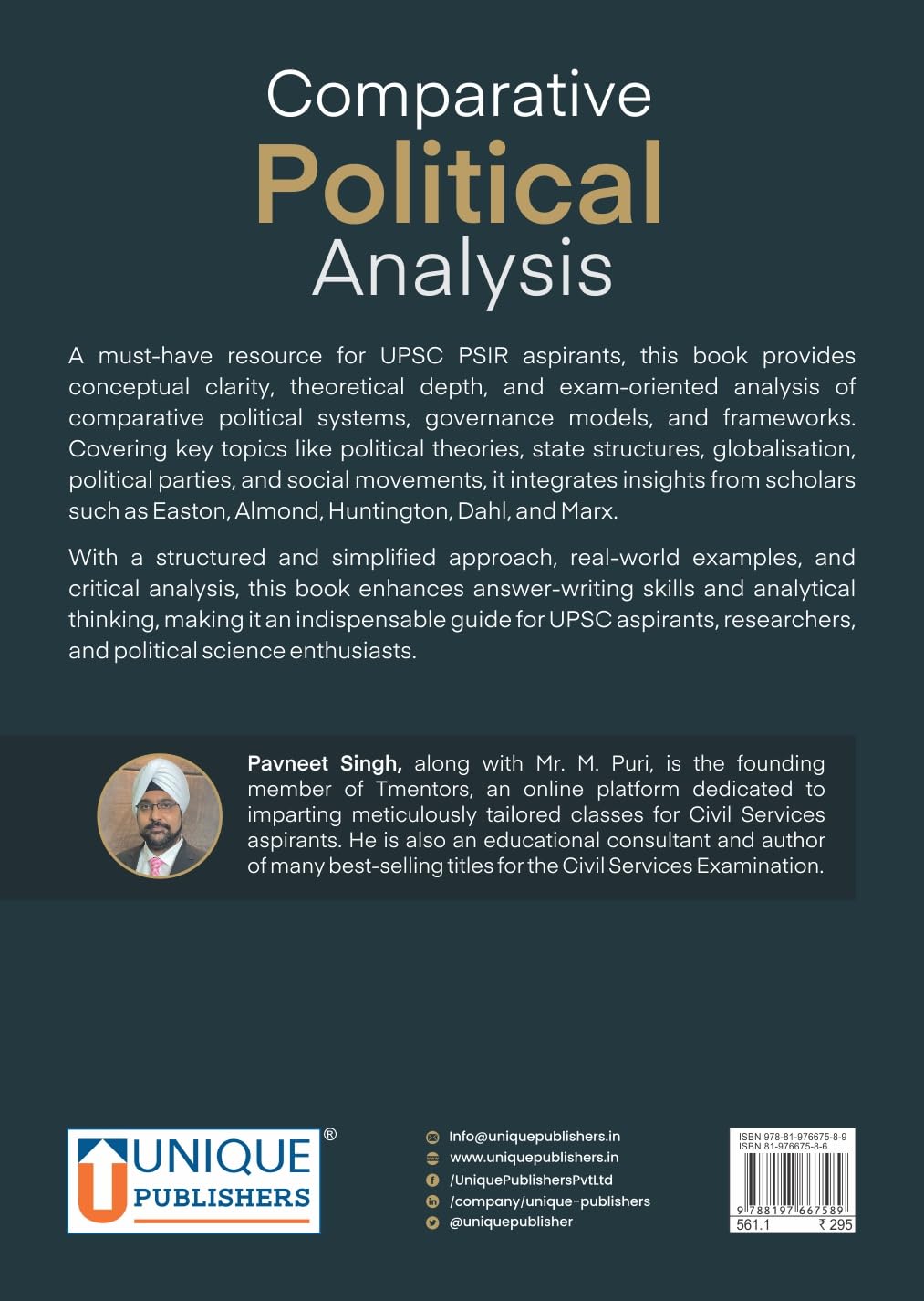 Comparative Political Analysis For UPSC-CSE Main, Volume V (Self-Instruction Manual for Political Science Optional)