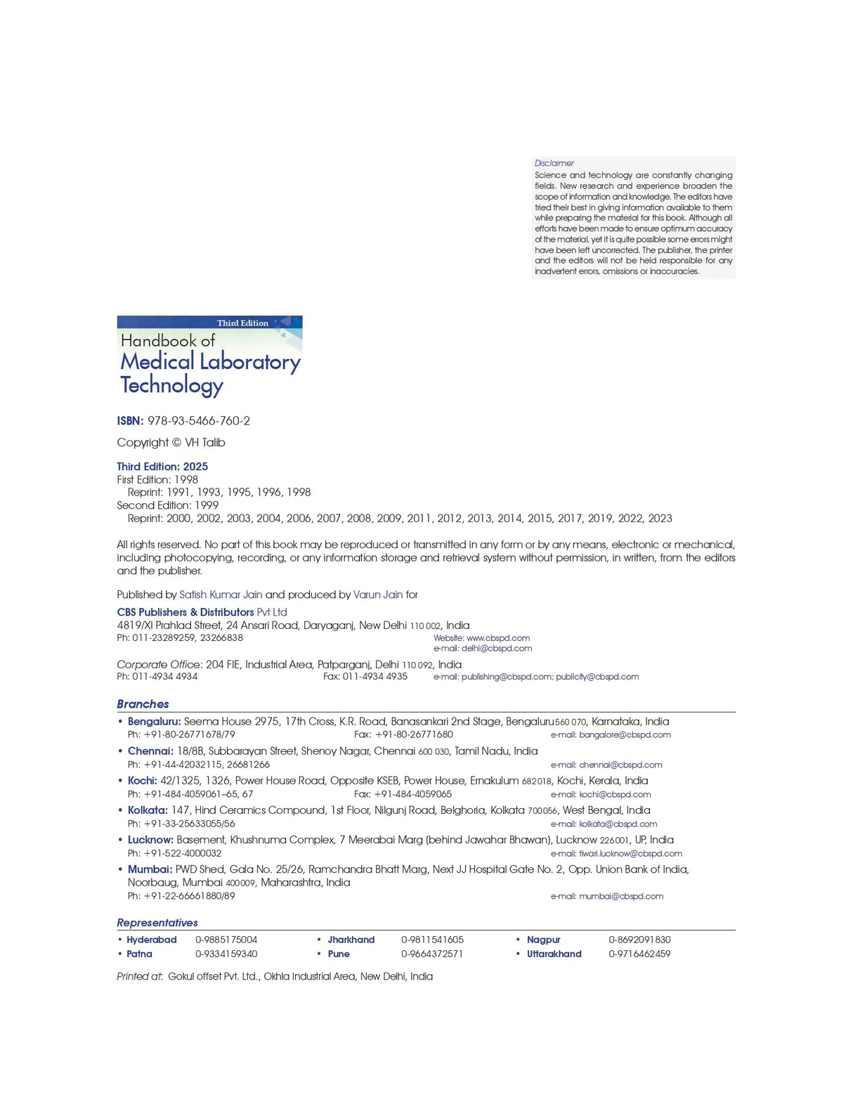 Handbook of Medical Laboratory Technology, 3/e