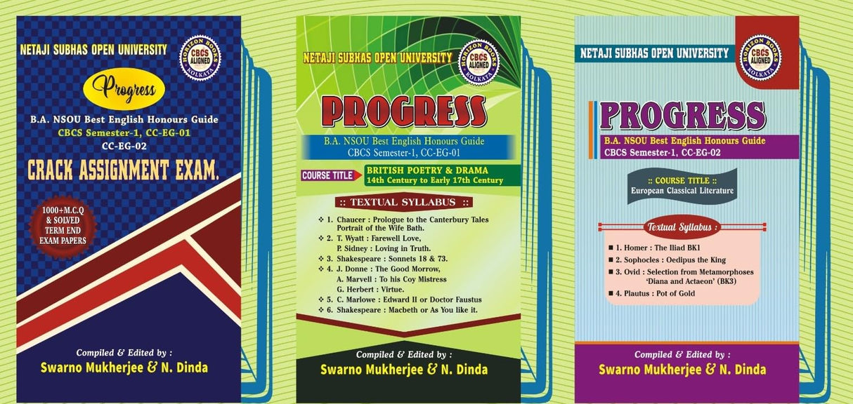 NSOU 1st Semester English Set of 3 Books (Crack Assignment Exam. + British Poetry & Drama 14th Century to Earty 17th Century + European Classical Literature) English - Retail Maharaj