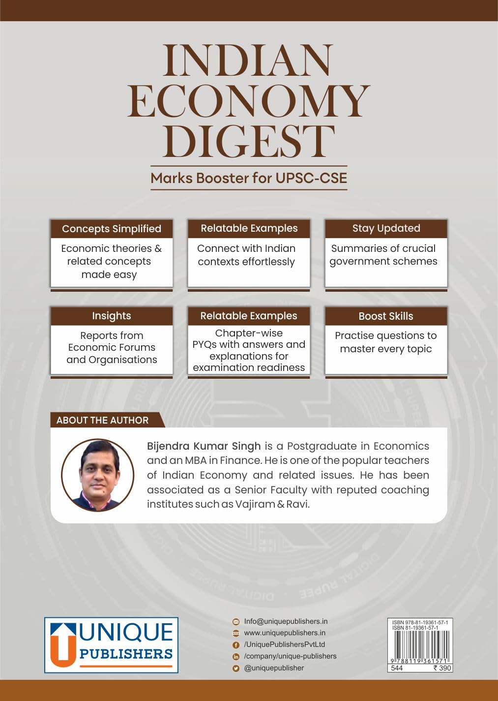 Indian Economy Digest: UPSC-CSE Marks Booster - Comprehensive Guide with Updated Syllabus, Key Concepts, Practice Questions, and Expert Insights