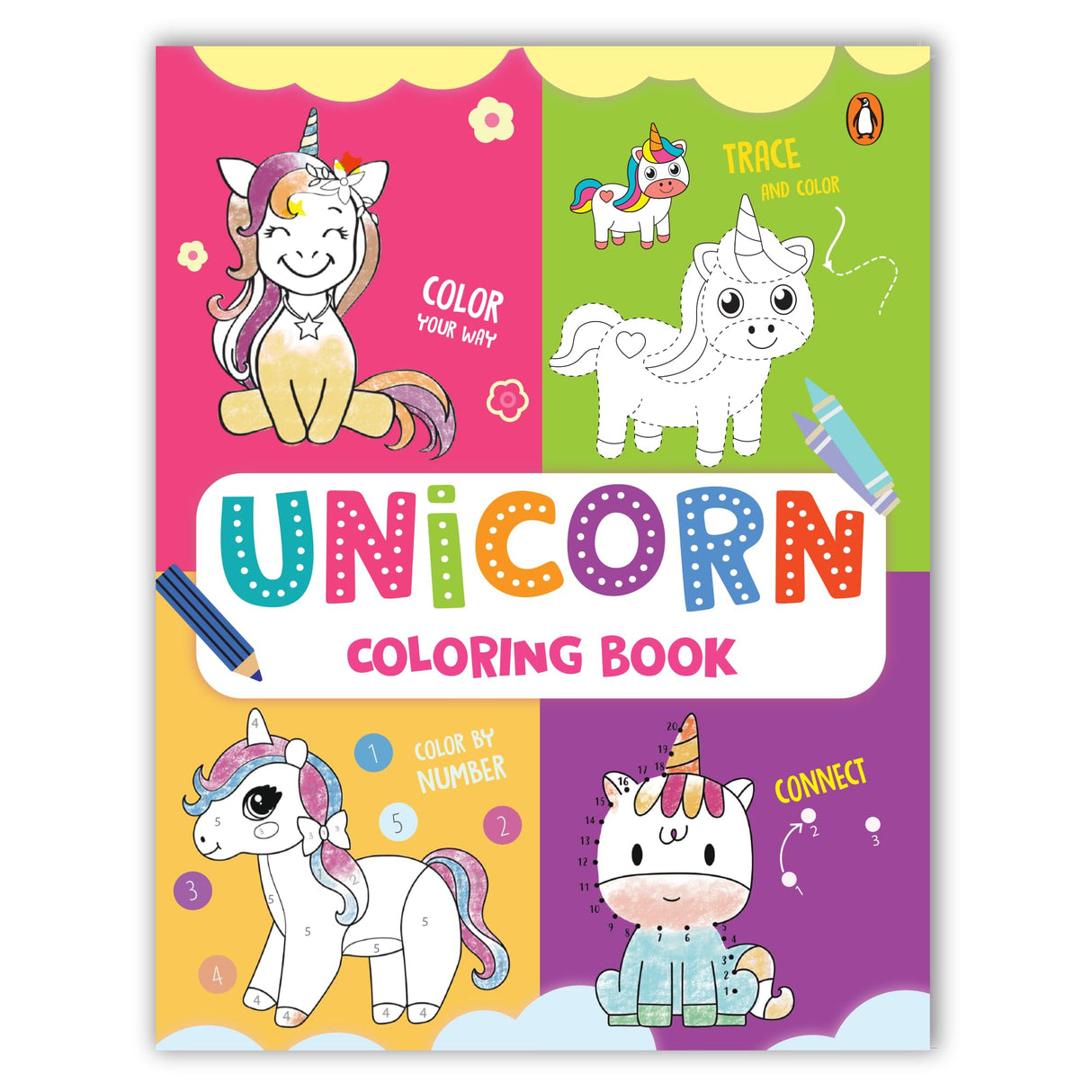 Unicorn Coloring Book: Fun Unicorn Coloring Activity Book for Kids | Includes Number Coloring, Dot-to-Dot, Tracing & Copy-Color Activities | Perfect ... I Ages 3+ [Penguin Early Learning Series] - Retail Maharaj