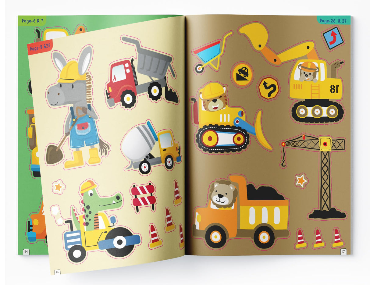 Movers and Diggers Reusable Sticker Book For Children - Retail Maharaj
