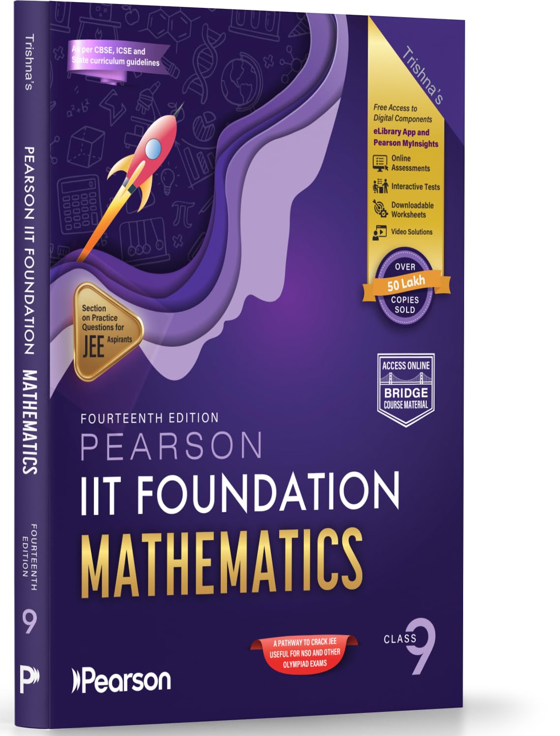 Pearson'26 IIT Foundation Math Class 9|For JEE, NSO & Olympiad Exams| JEE Practice Questions|Free 14 Online Assessments,43 Video Solutions, 14 work sheets & Tests via Pearson MyInsights & elibrary - Retail Maharaj