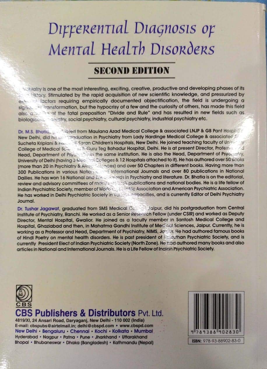 DIFFERENTIAL DIAGNOSIS OF MENTAL HEALTH DISORDERS 2ED (PB 2020)