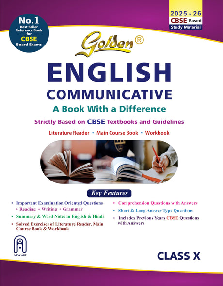 Golden English Communicative: Based on New NCERT for Class-10 Textbooks (For CBSE 2026 Board Exams, includes Objective Type Question Bank) - Retail Maharaj