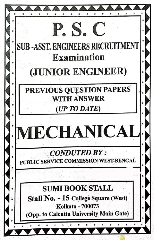 West Bengal Sub-Assistant Engineers Recruitment Examination -Junior Engineer (MECHANICAL) Previous Question Papers with Answer in English - Retail Maharaj