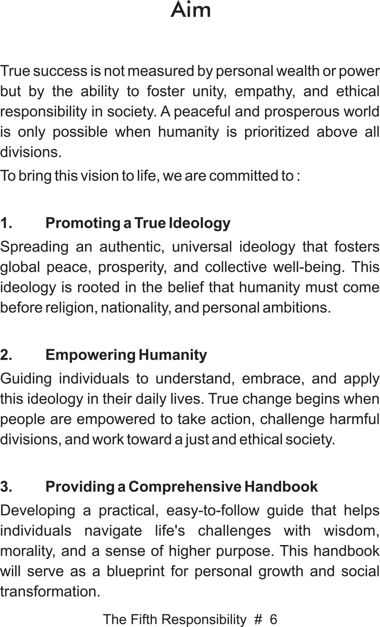 The Fifth Responsibility A Vision for Global Peace & Prosperity