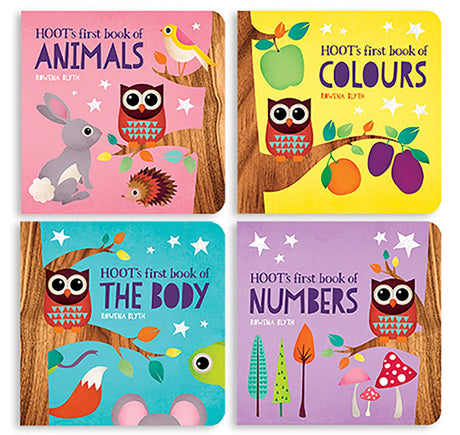 Hoot's First Learning Library - Box Set of Four Bold, Bright, Colourful and Sturdy Board Books (Hoot Books) - Retail Maharaj