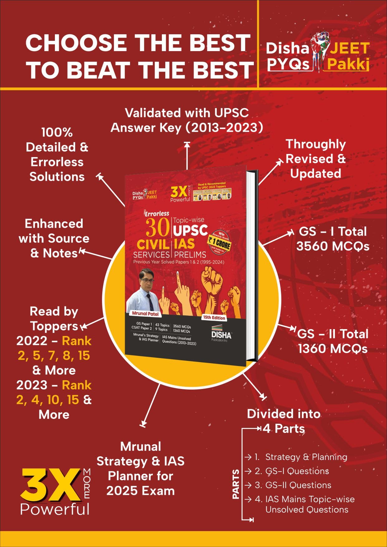 30 Topic-wise UPSC Civil Services IAS Prelims Previous Year Solved Papers 1 &amp; 2 (1995 - 2024) 15th Edition | General Studies &amp; Aptitude (CSAT) PYQs Question Bank