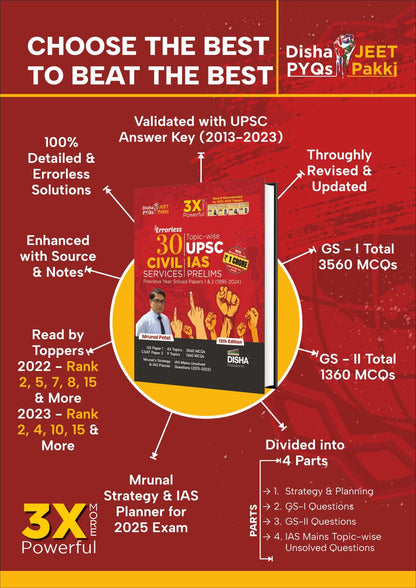 30 Topic-wise UPSC Civil Services IAS Prelims Previous Year Solved Papers 1 &amp; 2 (1995 - 2024) 15th Edition | General Studies &amp; Aptitude (CSAT) PYQs Question Bank