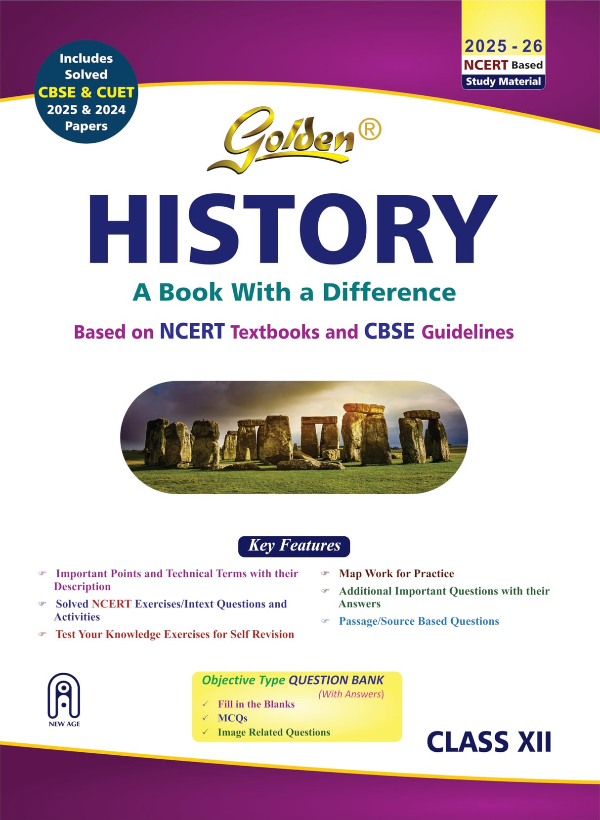 Golden History Class 12 : based on NEW NCERT for CBSE 2026 Board Exams includes solved CBSE & CUET 2024 and 2025 Papers