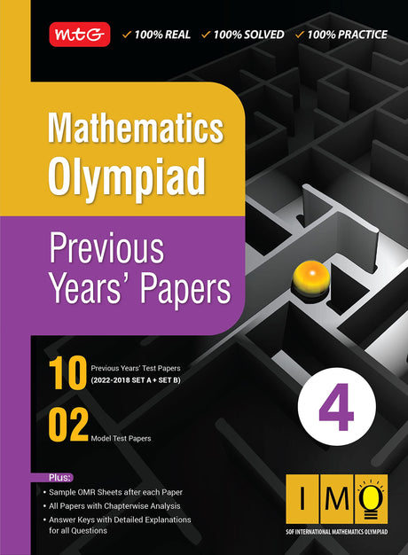 MTG Mathematics (IMO) Olympiad Previous Years Papers with Mock Test Papers Class 4 - Sample OMR Sheet with Chapterwise Analysis | SOF Olympiad Books For 2023-24 Exam MTG Editorial Board MTG Editorial Board - Retail Maharaj
