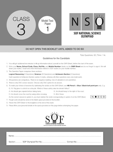 MTG NSO Class-3 Olympiad 10 Previous Years Papers (2023-2019 Set A & B) Science with Mock Test Papers - Sample OMR Sheet with Chapterwise Analysis | SOF Olympiad Books For 2024-25 Exam [Paperback] MTG Editorial Board - Retail Maharaj