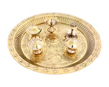 Brass Pooja Arti Dish – Five Stand Design for Complete Rituals