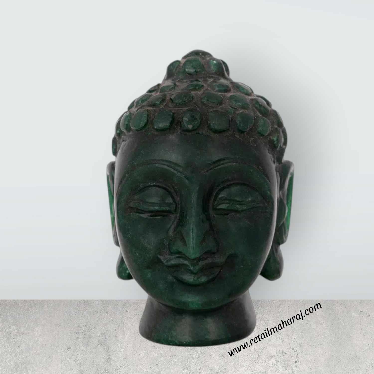 Zade Buddha Head Statue - 5 x 3.5 Inches | Buddha Face Statue / Head Of Buddha Statue for Home Decor - Retail Maharaj